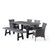 6-Piece Gunmetal Gray and Black Wicker Finish Outdoor Furniture Patio Dining Set - Silver Cushions