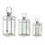 Elevate Your Decor with Set of 3 Silver and Clear Glass Stainless Steel Candle Lanterns 20.50"