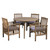 5-Piece Gray Finish Round Wood Outdoor Furniture Patio Dining Set - Gray Cushions