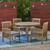 5-Piece Gray Finish Round Wood Outdoor Furniture Patio Dining Set - Gray Cushions