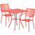 3-Piece Red Steel Finish Square Outdoor Furniture Patio Table Set with Chairs