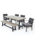 6-Piece Gray Contemporary Rectangular Outdoor Furniture Patio Dining Set - Gray Cushions