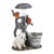 13.75" Black and White Little Pup with Water Pump Solar Light Statue - Adorable Garden Decor