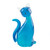 7.5" Blue and Clear Sitting Kitty Cat Art Outdoor Statue