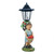 10.25" Red and Green Little Boy Holding Apple Basket Solar Powered Street Light Statue