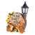 10.75" Brown and Yellow Floral 'Home Sweet Home' Bunnies Solar Powered Street Light Statue