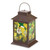 11.75" Brown and Yellow Solar Powered Floral Candle Lantern - Add Elegance and Radiance to Your Space