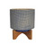 9" Blue and Beige Ceramic Mesh Planter with Stand