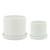 Set of 2 White Ceramic Weave Planters with Saucer 8"