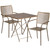 3-Piece Gold Finish Square Steel Outdoor Furniture Patio Folding Table Set with Chairs