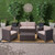 4pc Brown and Beige Contemporary Outdoor Patio Chat Set 52"