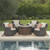 5pc Brown and Ivory Contemporary Outdoor 4 Seater Chat Set with Fire Pit