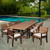 11-Piece Brown Eucalyptus Extendable Rectangular Patio Dining Set 79" - Off-White/Beige Cushions