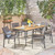 7-Piece Gray and Brown Natural Finish Outdoor Mesh Furniture Patio Dining Set