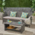 2-Piece Gray Contemporary Wicker Outdoor Furniture Patio Chat Set - Silver Cushions