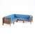 5-Piece Brown Contemporary Outdoor Furniture Patio Sectional Sofa Set - Blue Cushions
