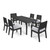 7-Piece Sandblast Gray Finish Rectangular Wood Outdoor Furniture Patio Dining Set - Gray Cushions