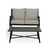 2pc Matte Black and Beige Contemporary Outdoor Patio Chat Set with Cushions 42"