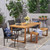 6-Piece Sandblast Natural Finish Outdoor Furniture Patio Expandable Dining Set