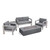 5pc Fossil Gray and Silver Contemporary Outdoor Patio Fire Pit Set 56"