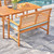 48" Honey Brown Slatted Patio Garden Bench with Cushion