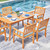 7 Piece Brown Contemporary Patio Dining Set with Gray Cushions 59"