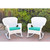 Set of Windsor White Resin Wicker Rocker Chair with Turquoise Cushions 35.5"