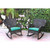 Set of 2 Black Outdoor Furniture Patio Rocker Chairs - Turquoise Blue Cushions