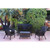 4-Piece Black Solid Wicker Outdoor Furniture Patio Conversation Set - Black Cushions