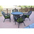 5-Piece Black Outdoor Furniture Patio Dining Set - Hunter Green Cushions
