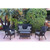 4-Piece Black Solid Wicker Outdoor Furniture Patio Conversation Set - Steel Blue Cushions