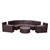 5-Piece Espresso Brown Curved Outdoor Furniture Patio Modular Set - Midnight Blue Cushions
