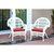 Set of 4 White Wicker Outdoor Furniture Patio Chairs - Red Cushions