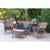 4-Piece Honey Brown Wicker Outdoor Furniture Patio Conversation Set - Midnight Blue Cushions
