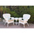 3-Piece White Wicker Outdoor Furniture Patio Conversation Set - Tan Cushions