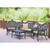 4-Piece Espresso Brown Wicker Outdoor Furniture Patio Conversation Set - Tan Cushions