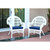 Set of 2 Maria White Outdoor Furniture Patio Chairs - Midnight Blue Cushions
