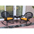 3-Piece Black Wicker Outdoor Furniture Patio Rocker Chair Set - Mustard Yellow Cushions