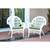 Set of 2 Maria White Outdoor Furniture Patio Chairs - Sage Green Cushions