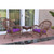 3-Piece Honey Brown Contemporary Outdoor Furniture Patio Conversation Set - Purple Cushions
