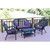 4-Piece Black Wicker Outdoor Furniture Patio Conversation Set - Purple Cushions