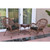 3-Piece Honey Brown Contemporary Outdoor Furniture Patio Conversation Set - Black Cushions