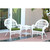 3-Piece White Contemporary Outdoor Furniture Patio Conversation Set - Hunter Green Cushions