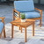 3-Piece Brown Natural Wood Finish Outdoor Furniture Patio Club Conversation Set - Turquoise Cushions