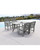 5-Piece Gray Hand Scraped Wood Finish Curvy Leg Table Outdoor Furniture Patio Dining Set with Curve Back Chairs 59"