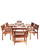 7-Piece Brown Natural Wood Finish Table Outdoor Furniture Patio Dining Set with Stacking Chairs 59"