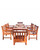 7-Piece Brown Natural Wood Finish Table Outdoor Furniture Patio Dining Set with Casual Chairs 59"
