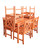 7-Piece Brown Natural Wood Finish Table Outdoor Furniture Patio Dining Set with Floral Chairs 59"