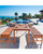3-Piece Brown Natural Wood Finish Outdoor Furniture Patio Dining Set 59"