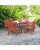 7-Piece Brown Natural Wood Finish Rectangular Table Outdoor Furniture Patio Dining Set with Plaid Chairs 59"